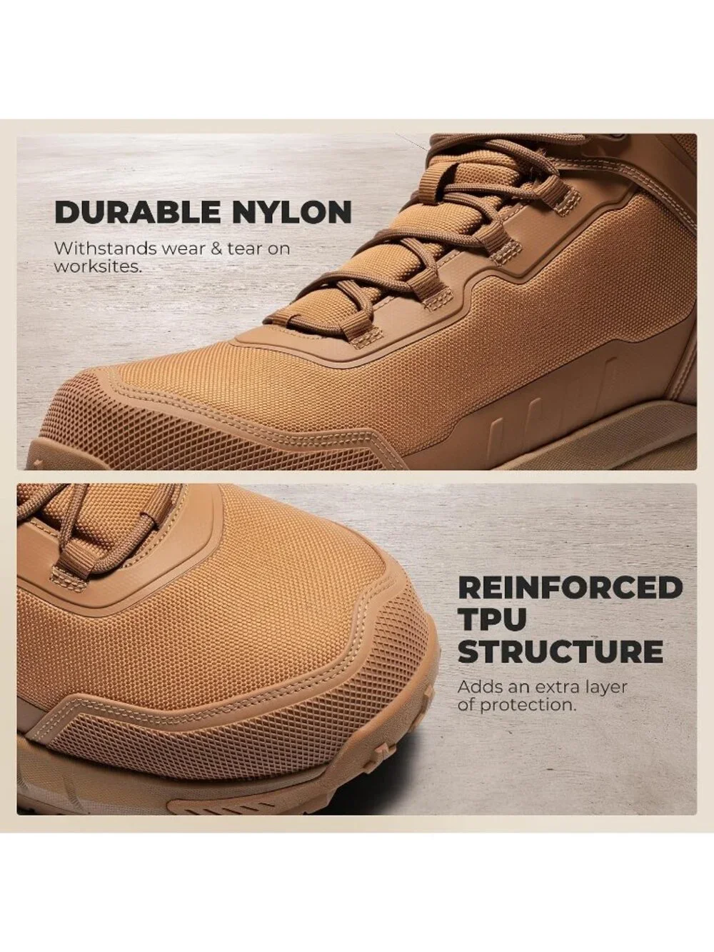 Men's Coyote Composite Shoes High Top Round Toe Non-Slip Zipper Hiking Boots